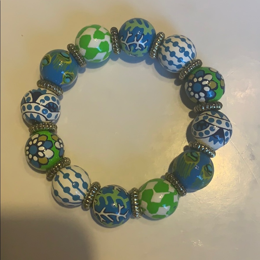 Angela Moore hand painted beaded bracelet.